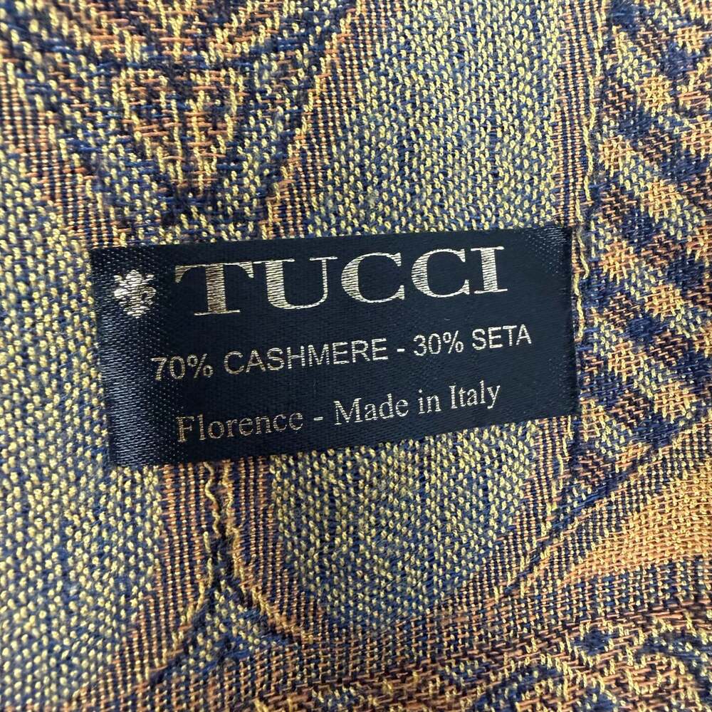 Tucci Florence Made in Italy 70% Cashmere 30% Silk Paisley Fringe Shawl Scarf - Picture 3 of 3